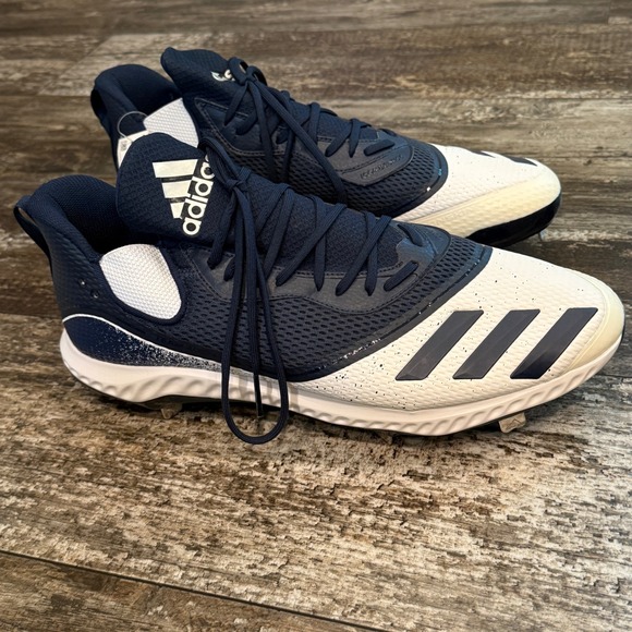 Adidas Icon V Bounce Baseball Cleats Navy White Mens Size 17  Lace Up Sports NEW - Picture 6 of 9